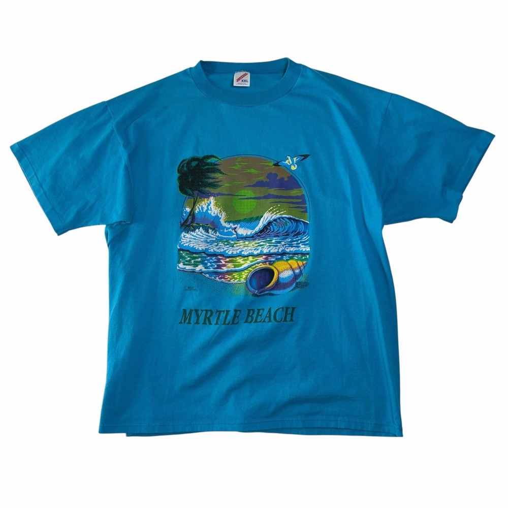 Vintage 90s Myrtle Beach T Shirt XXL Jerzees USA Single Stitch Graphic Tee